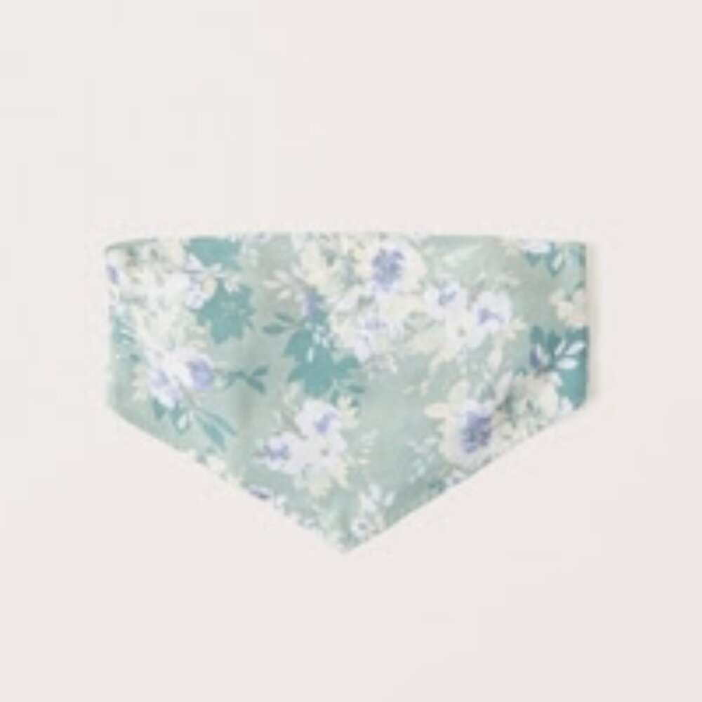 NWT Abercrombie Strapless Scarf Top in Green Printed Floral - Size Medium